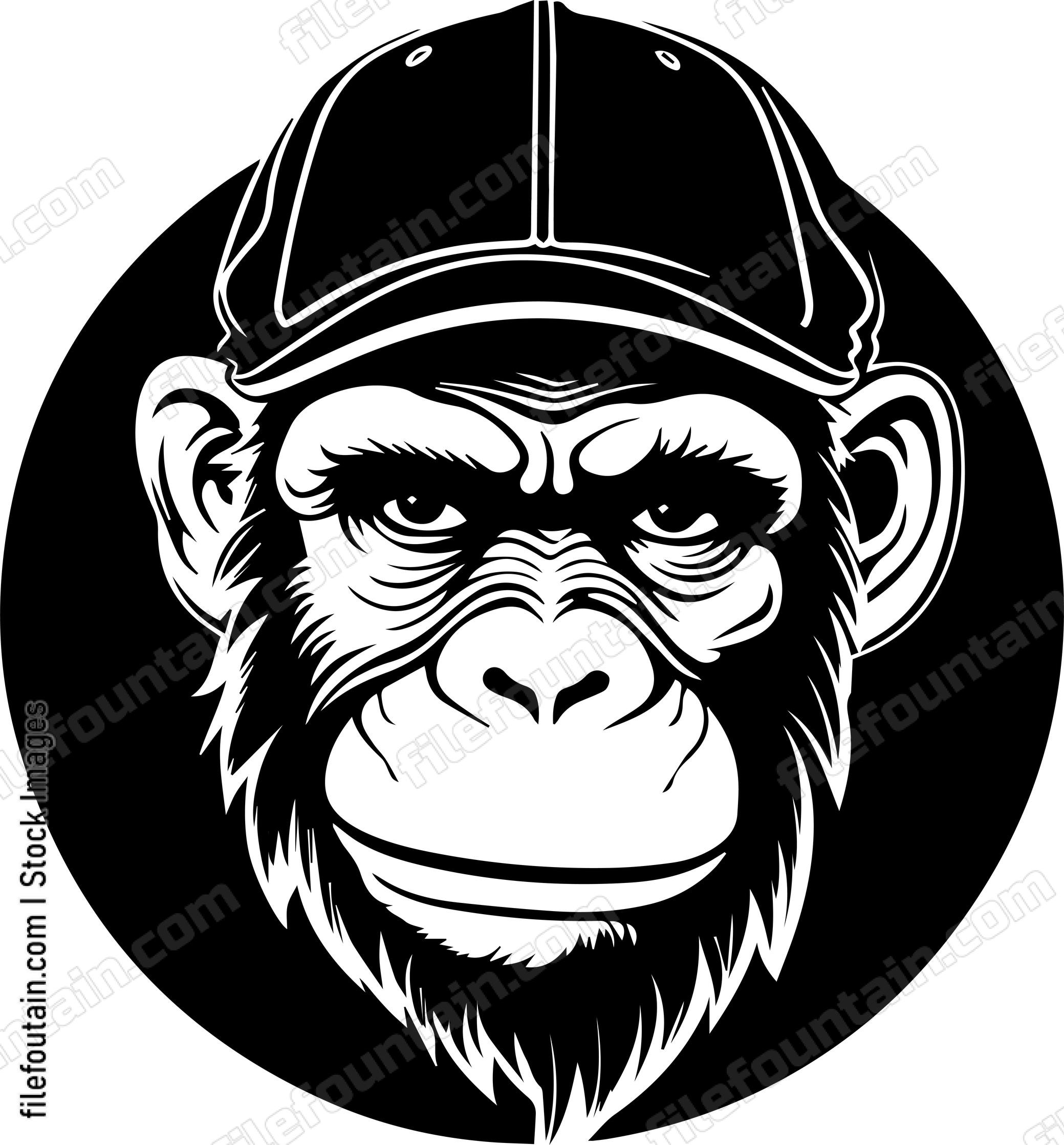 Chimp In Baseball Cap