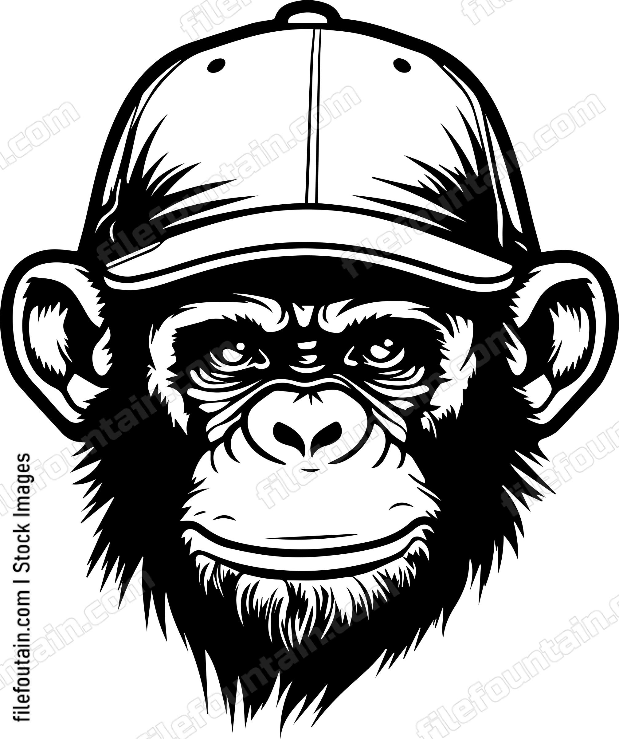 Chimp In Baseball Cap