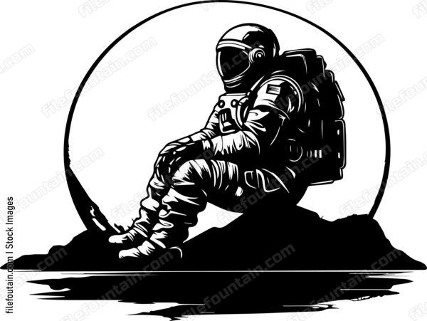Astronaut Sitting On Moon