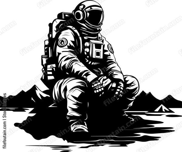 Astronaut Sitting On Moon