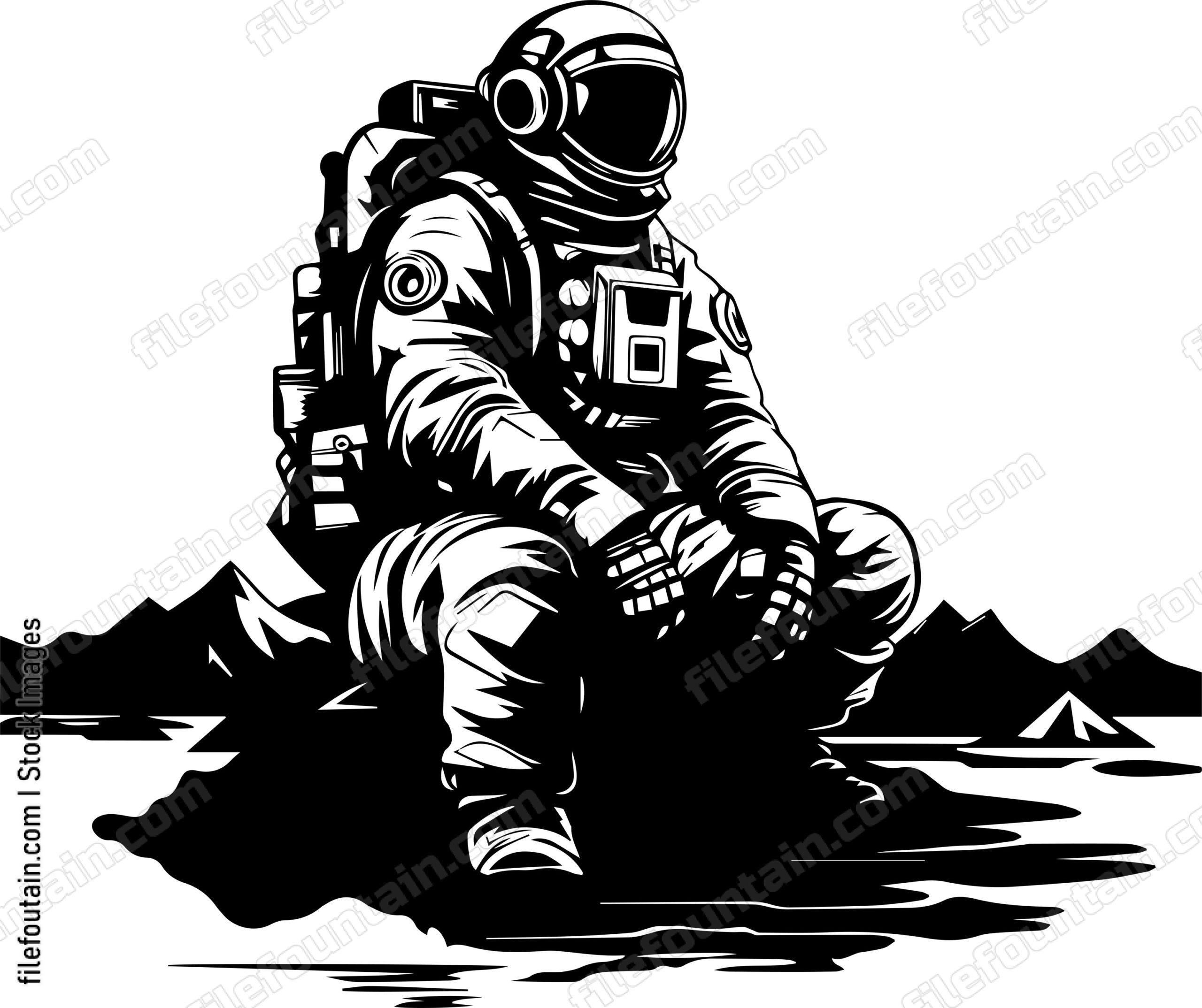 Astronaut Sitting On Moon