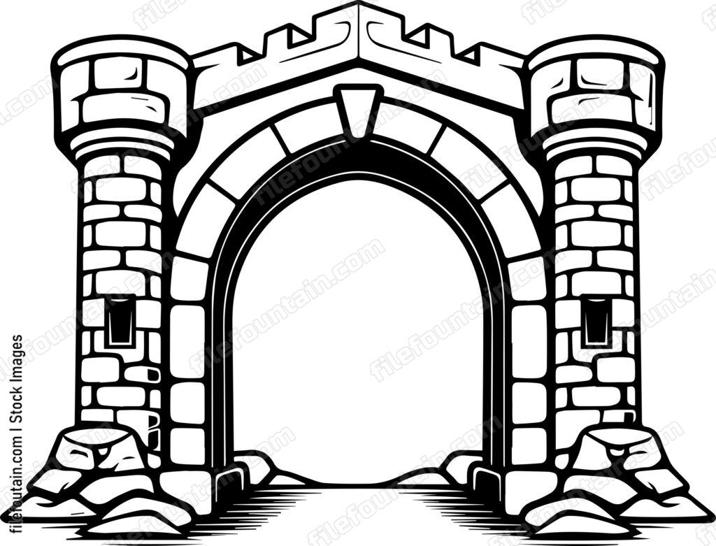 Stone Castle Gate Portal Logo Vector Design - FileFountain