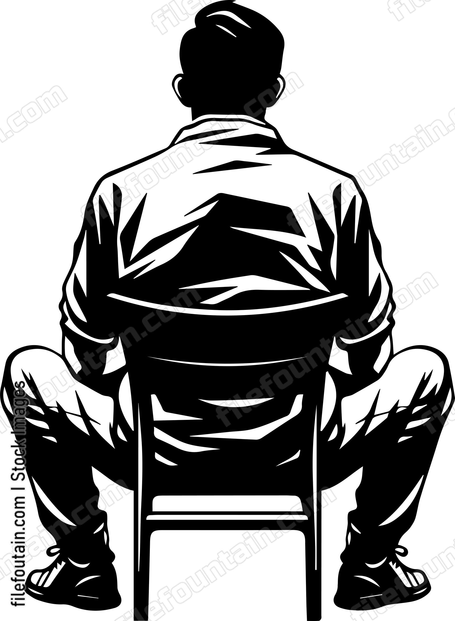 Back View Of Man Sitting On Chair