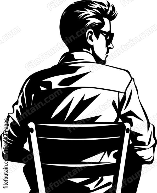 Back View Of Man Sitting On Chair