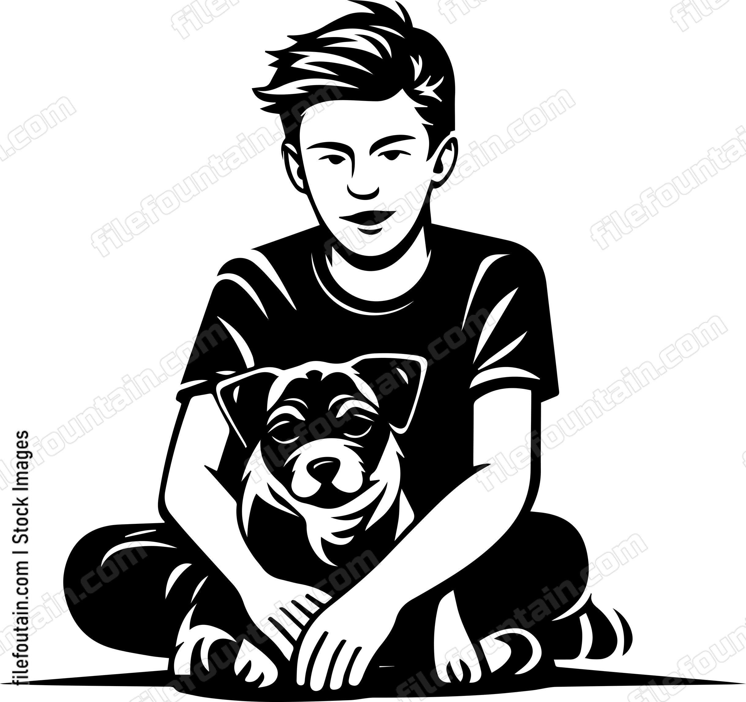 Boy with pet dog