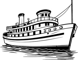 Ferry Boat Sailing On The River