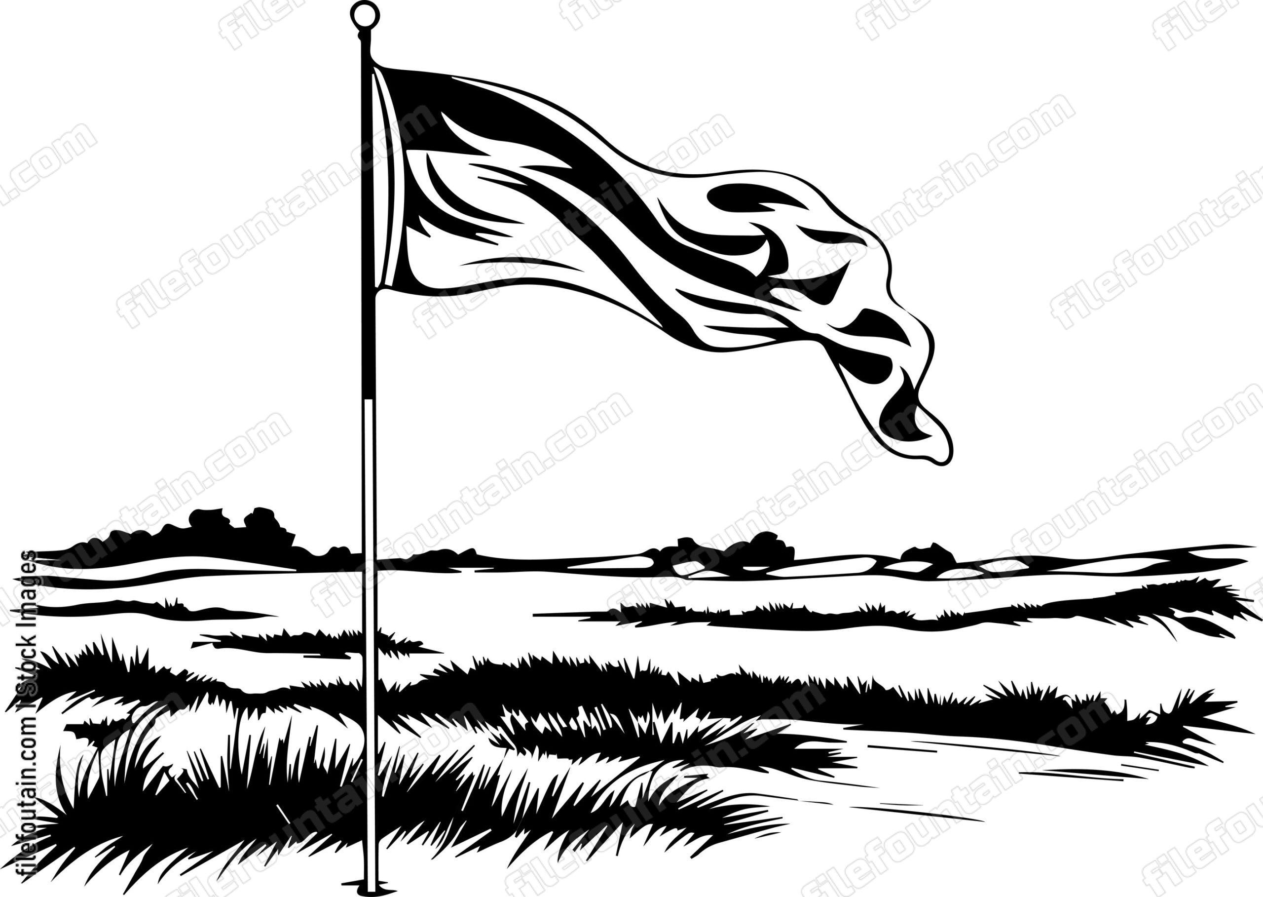 Golf Flag On Field