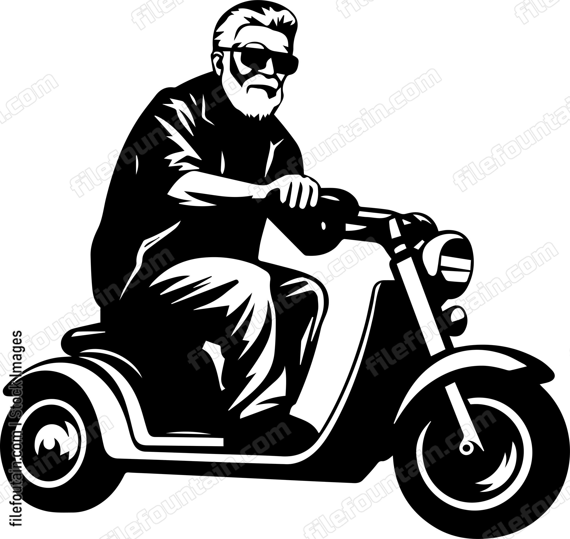 Grandpa oldman riding a motorcycle