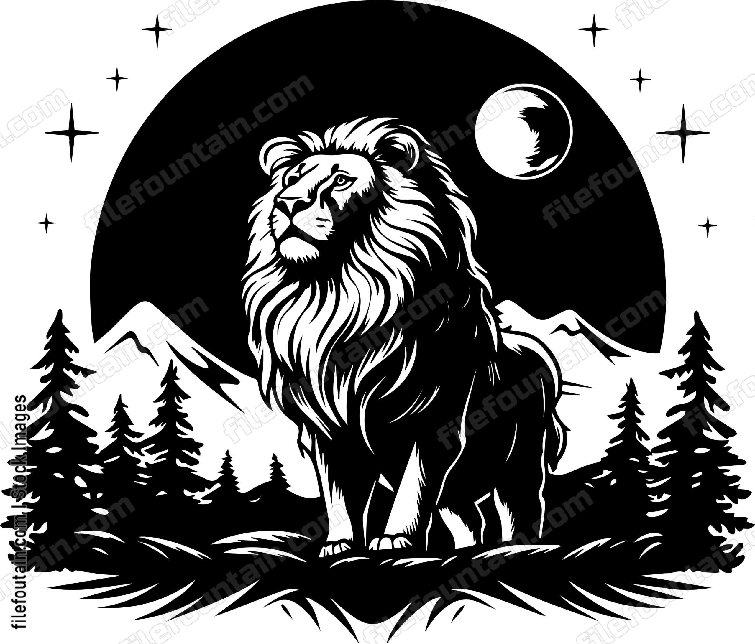 Lion Wanderlust Exploring Stars Mountain Forest