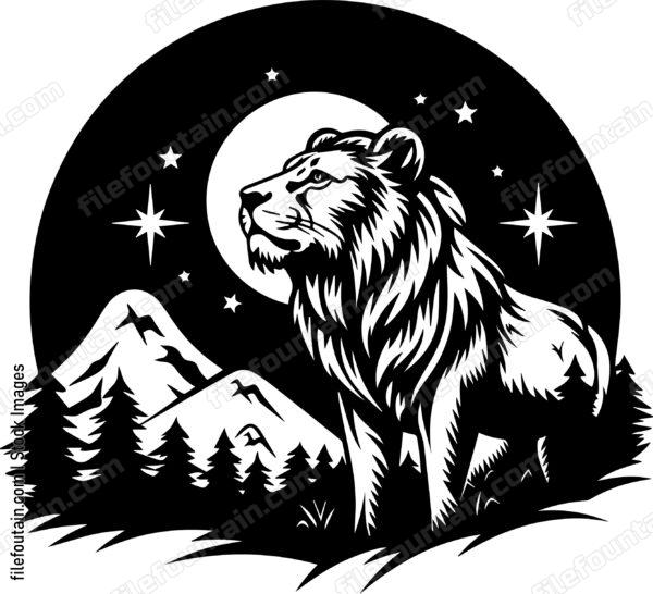 Lion Wanderlust Exploring Stars Mountain Forest