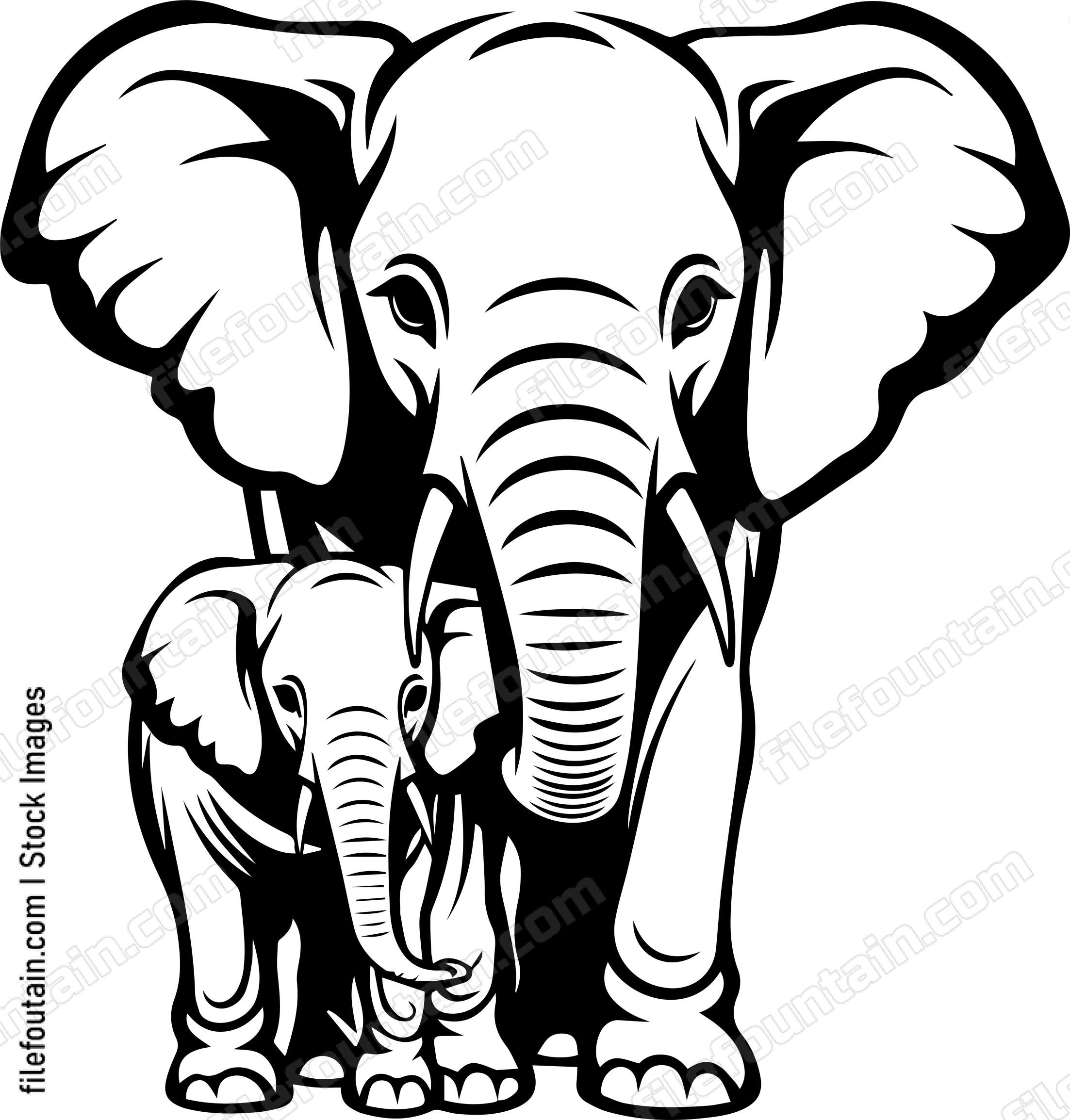 Mama Elephant And Baby