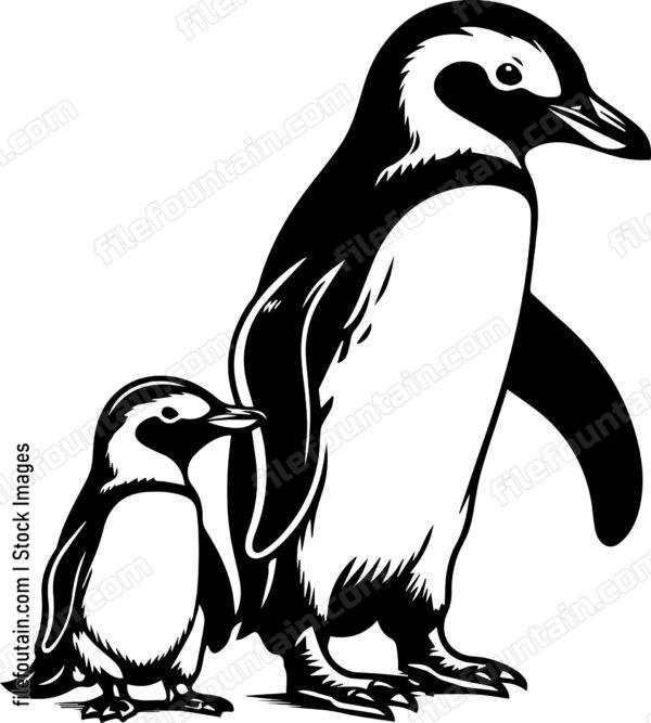Mama Penguin And Baby