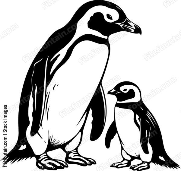 Mama Penguin And Baby