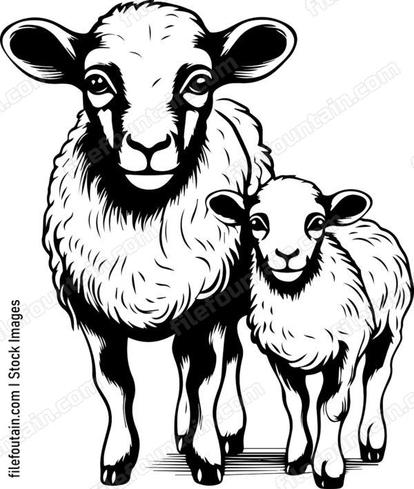 Mama Sheep And Baby Sheep