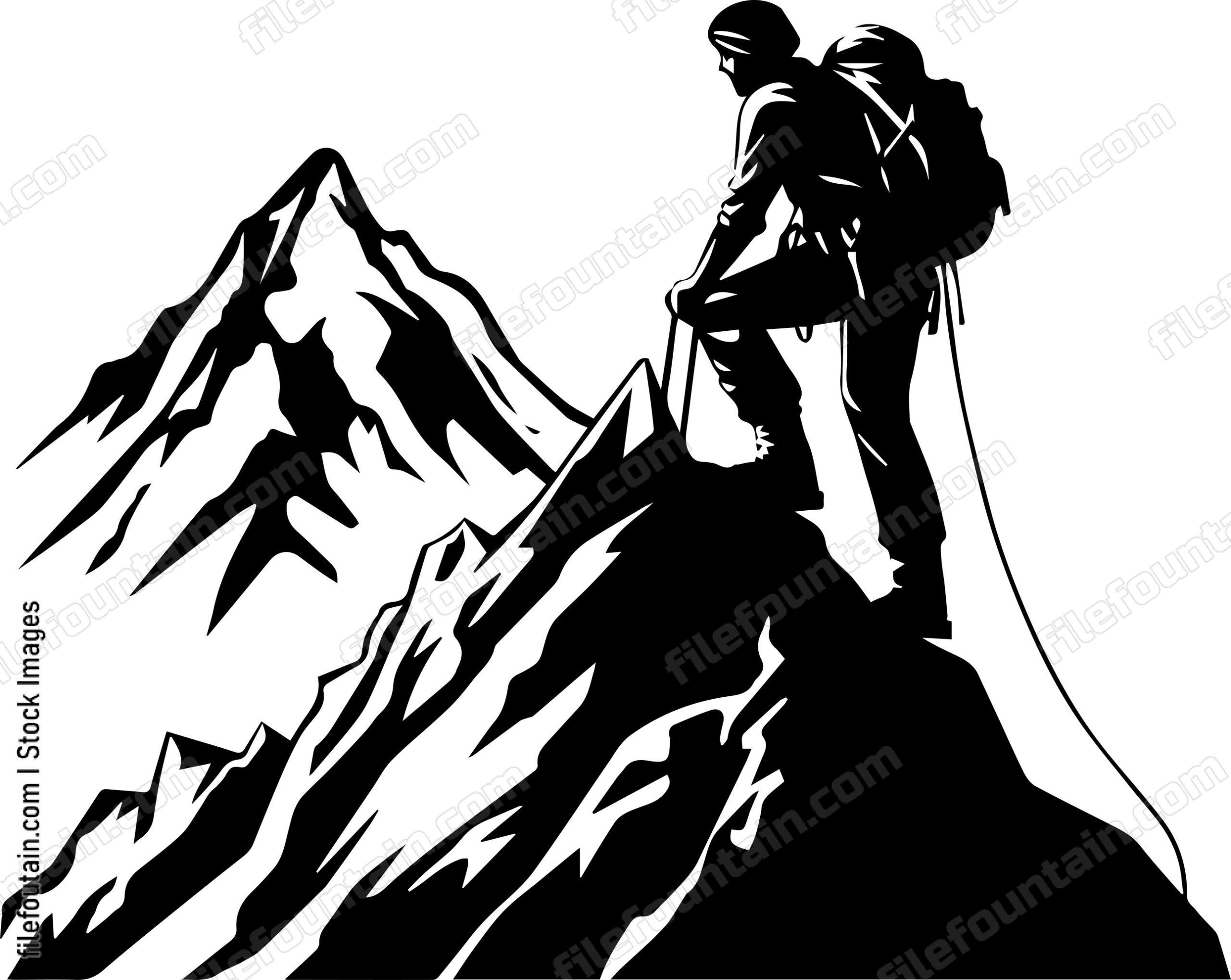 Man Climbing Mountain Peak Summit
