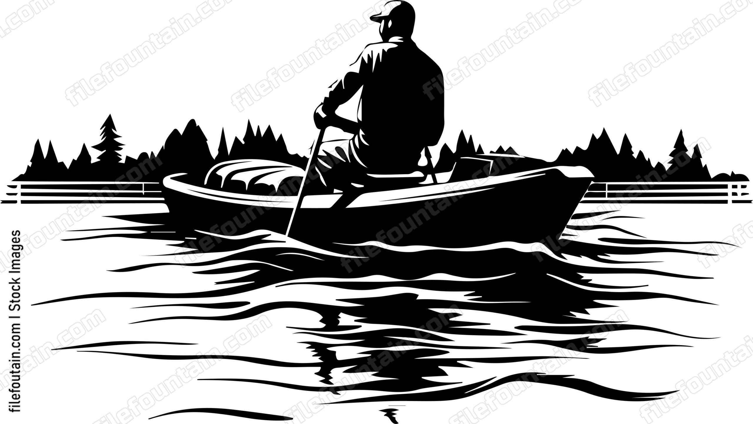 Man Fishing On A Boat At Lake