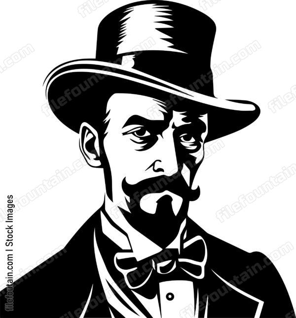 Man in top hat with mustache