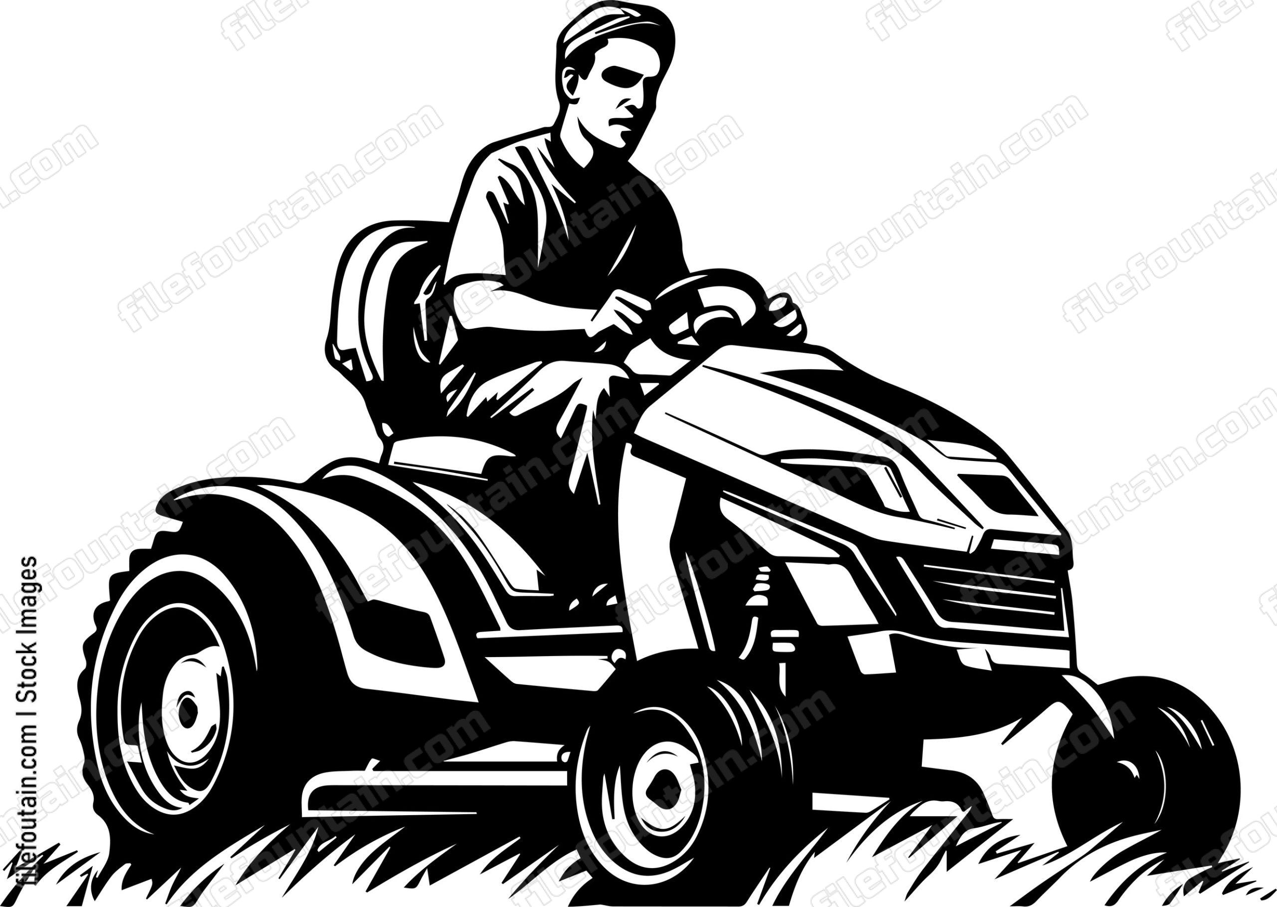 Man On Lawn Mower