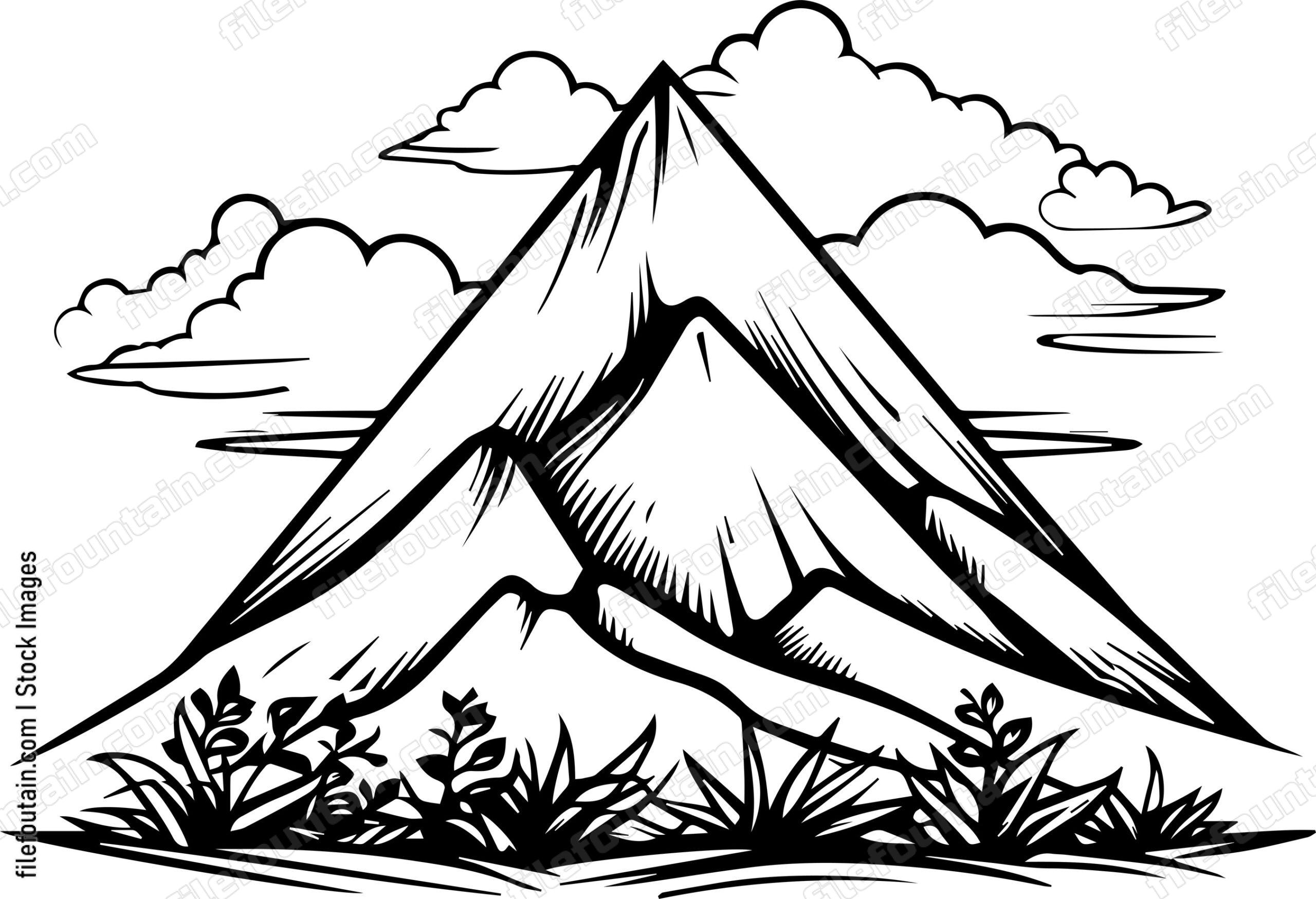 Mountain grass and clouds