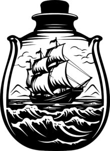 Sea storm ship In A Bottle