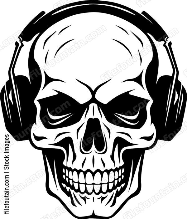 Skull with headphones