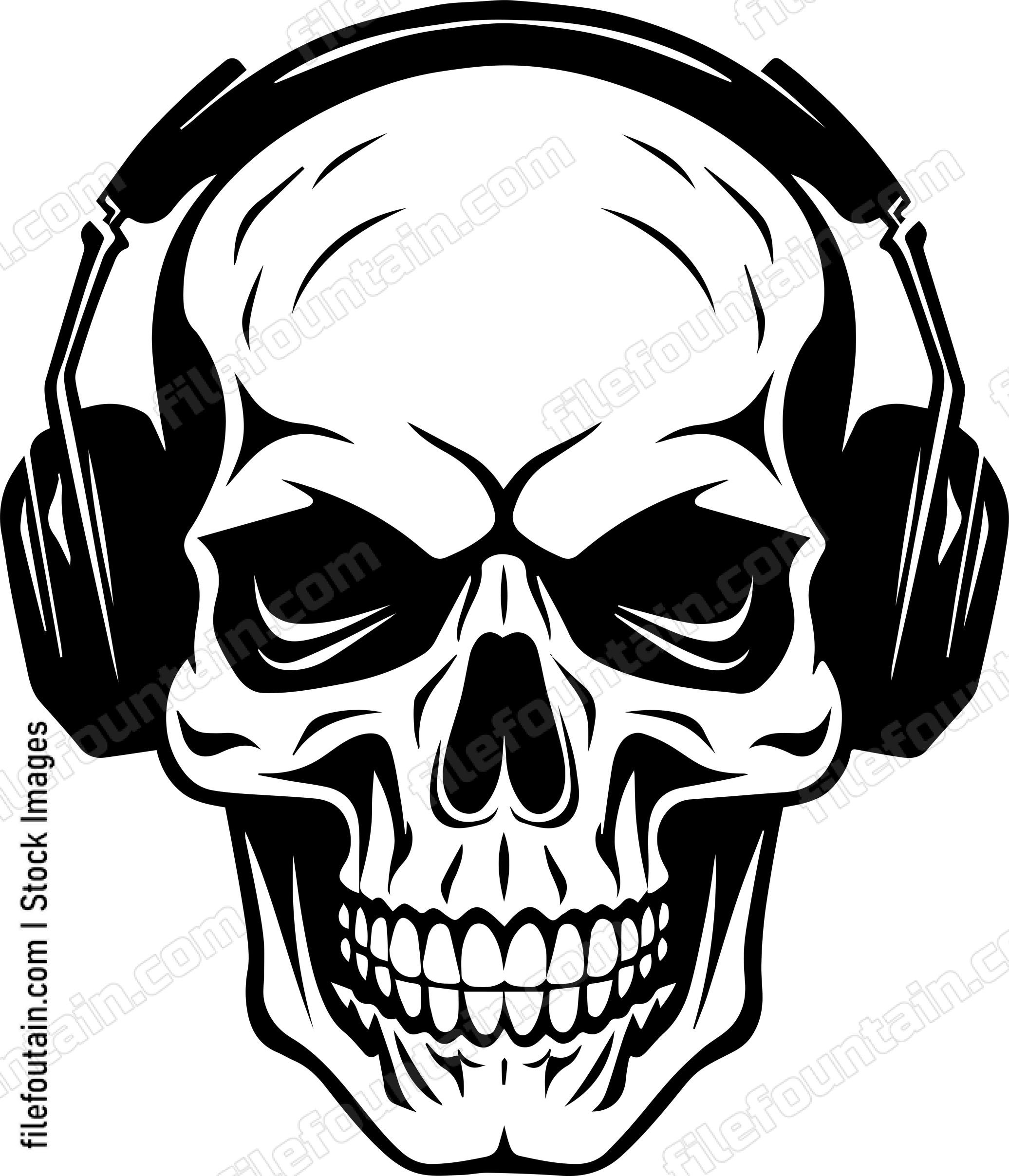 Skull with headphones