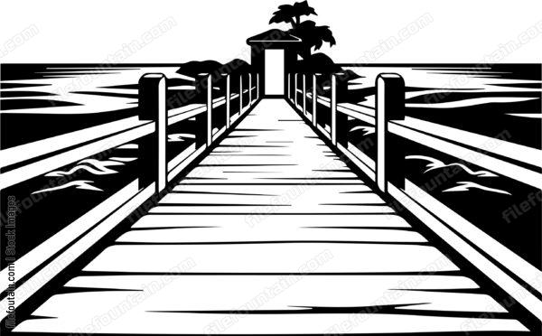 Wooden Board Walk Pier By Sea