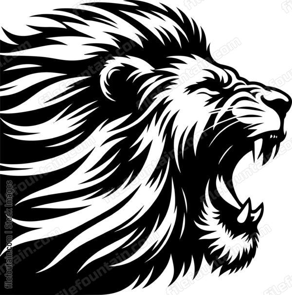 angry lion roaring