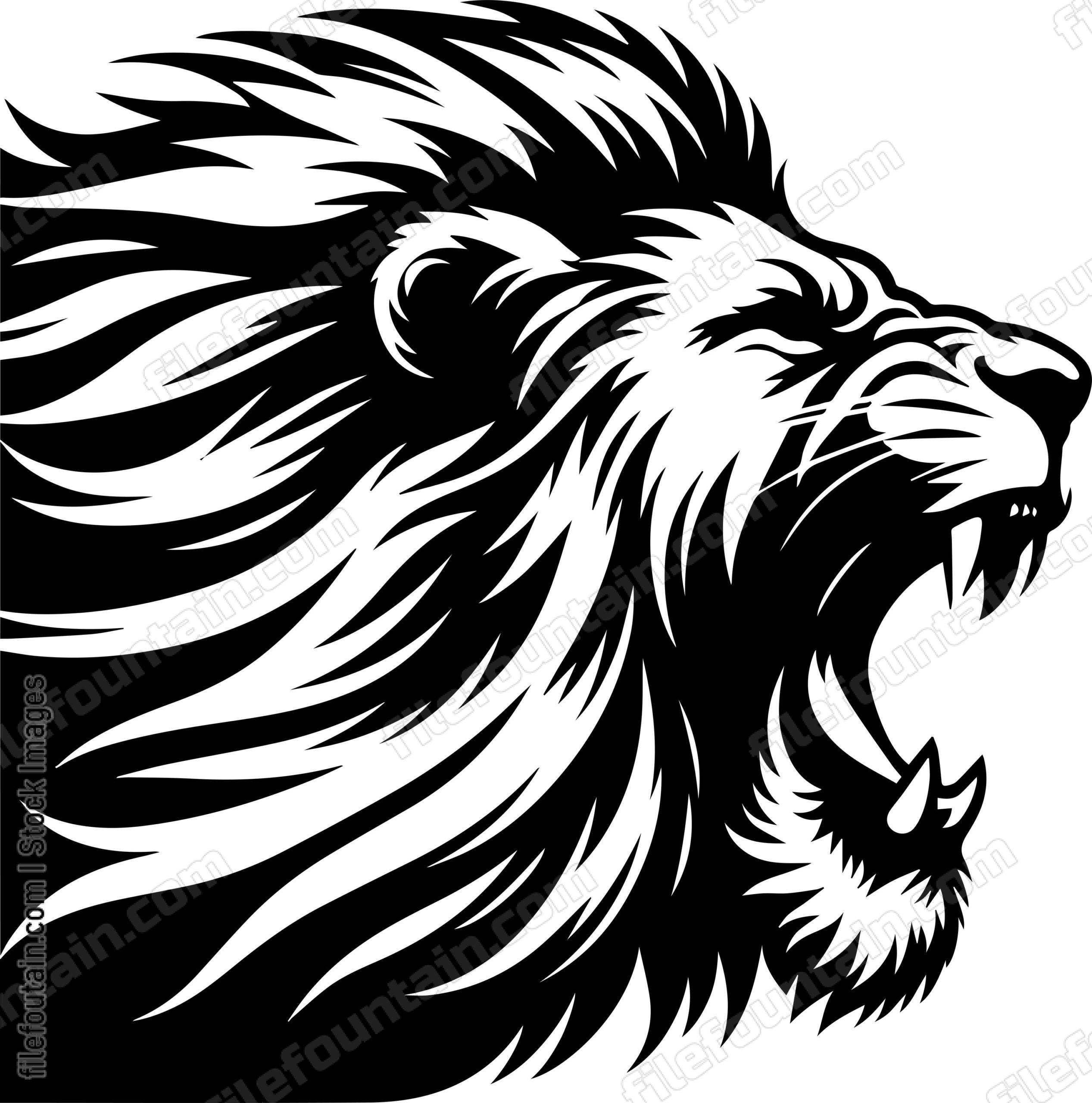 angry lion roaring