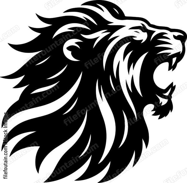 angry lion roaring