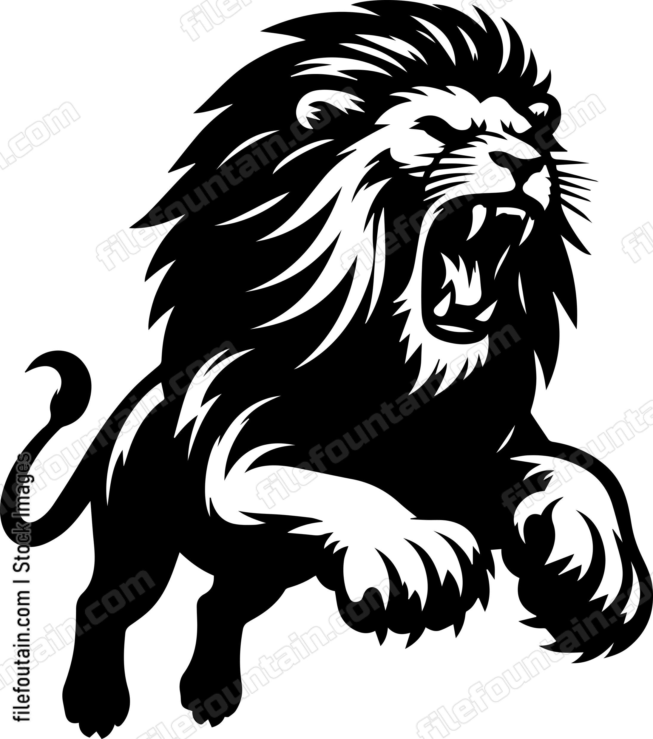 angry lion roaring