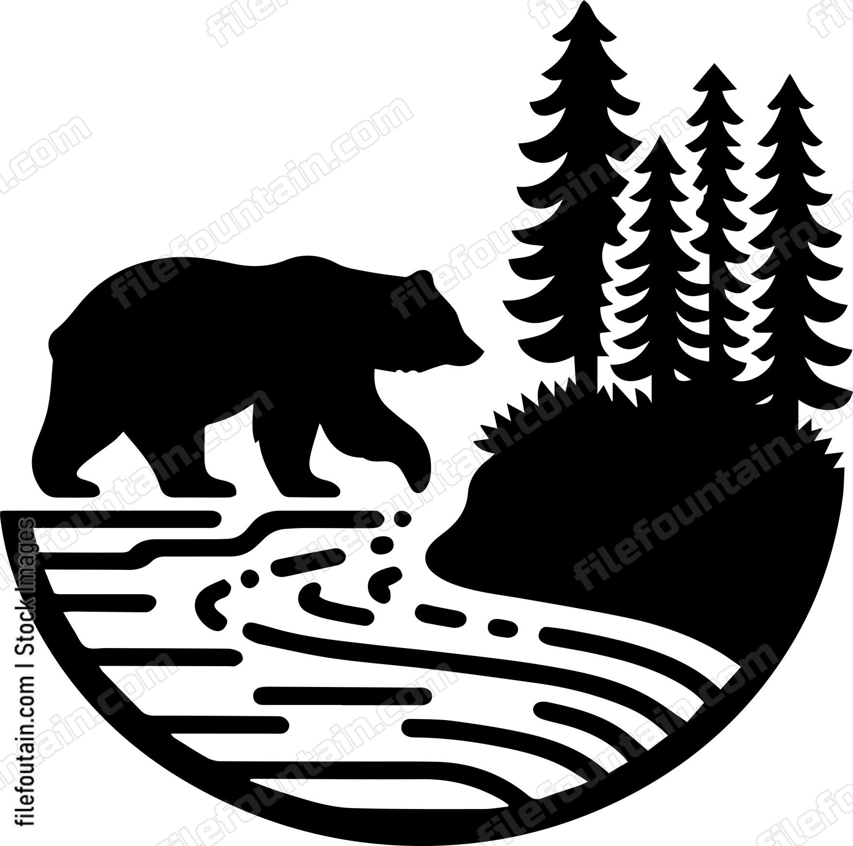 Bear Ambling Along a Forest Riverbank