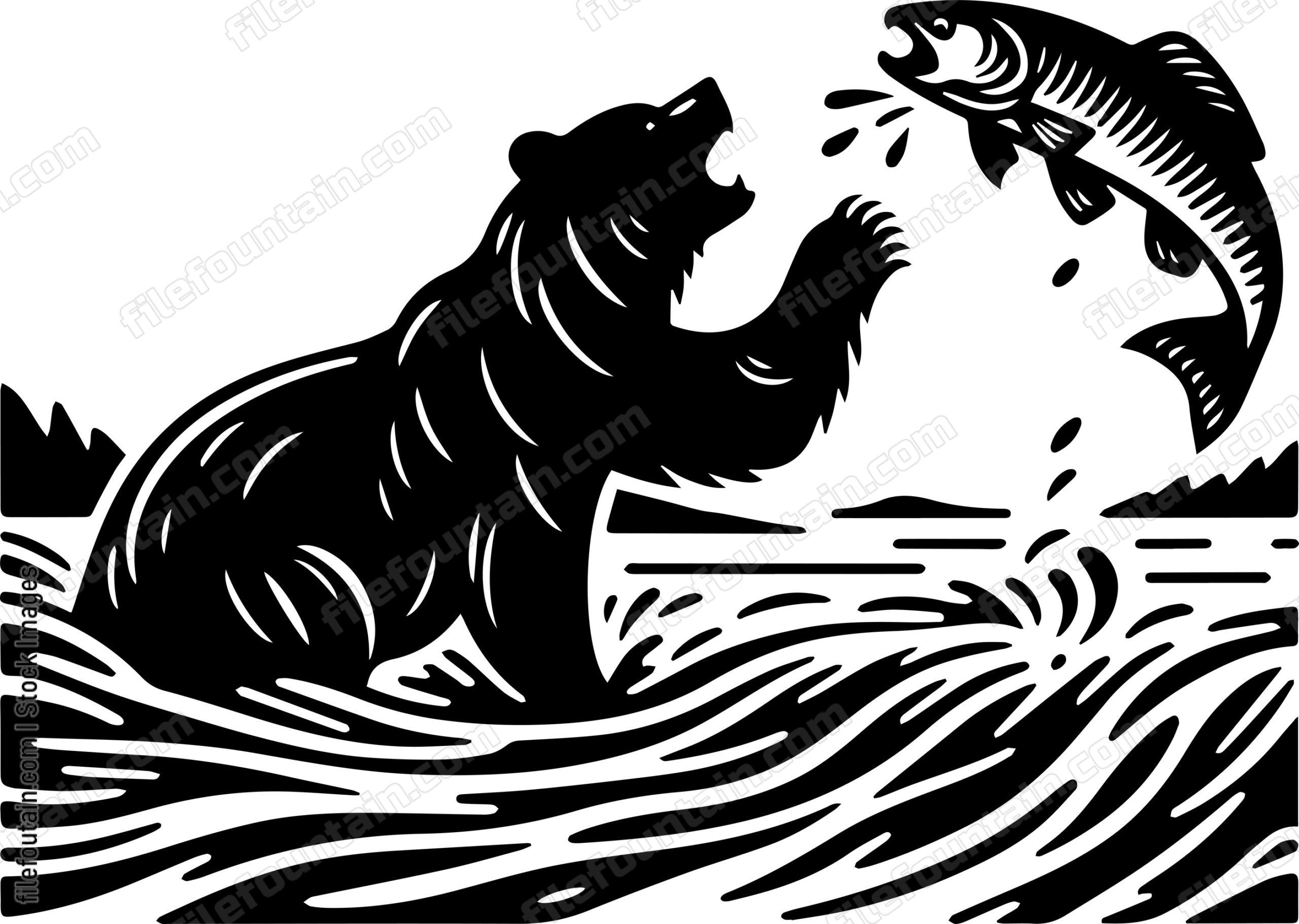 Bear Catching Fish in a River