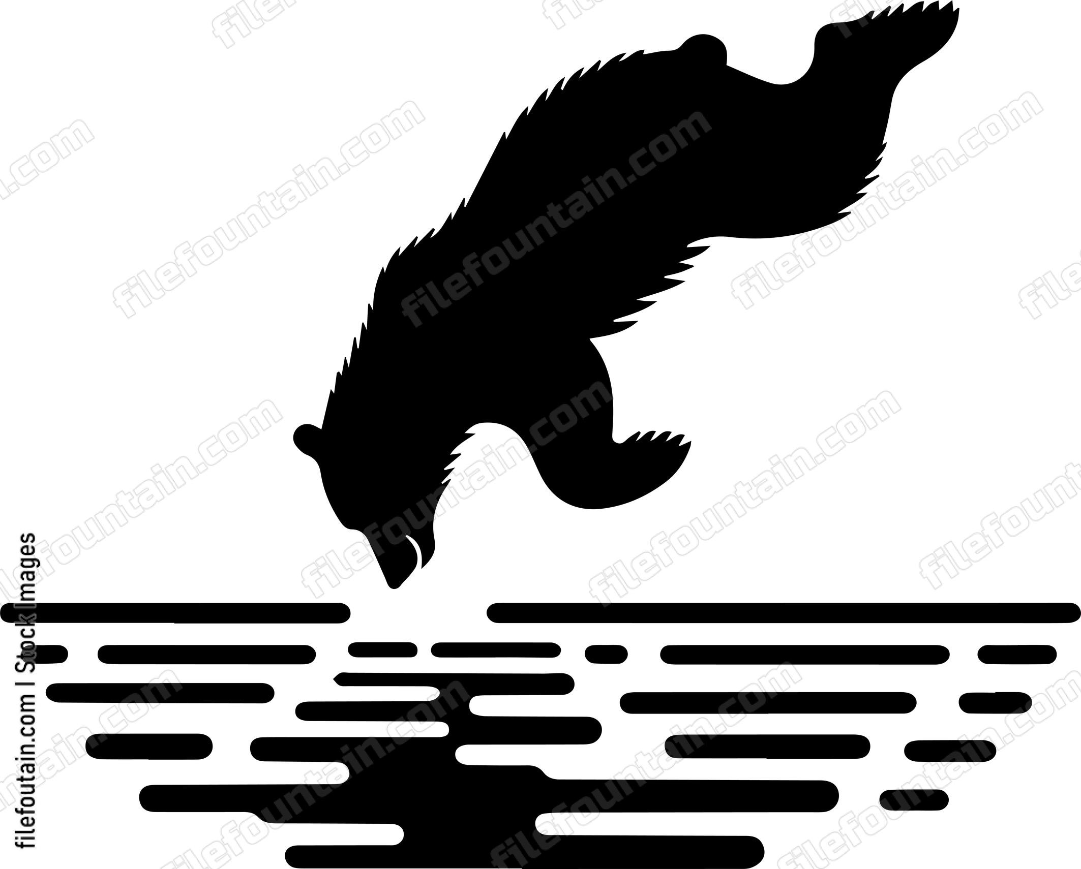 Bear Diving into a Lake