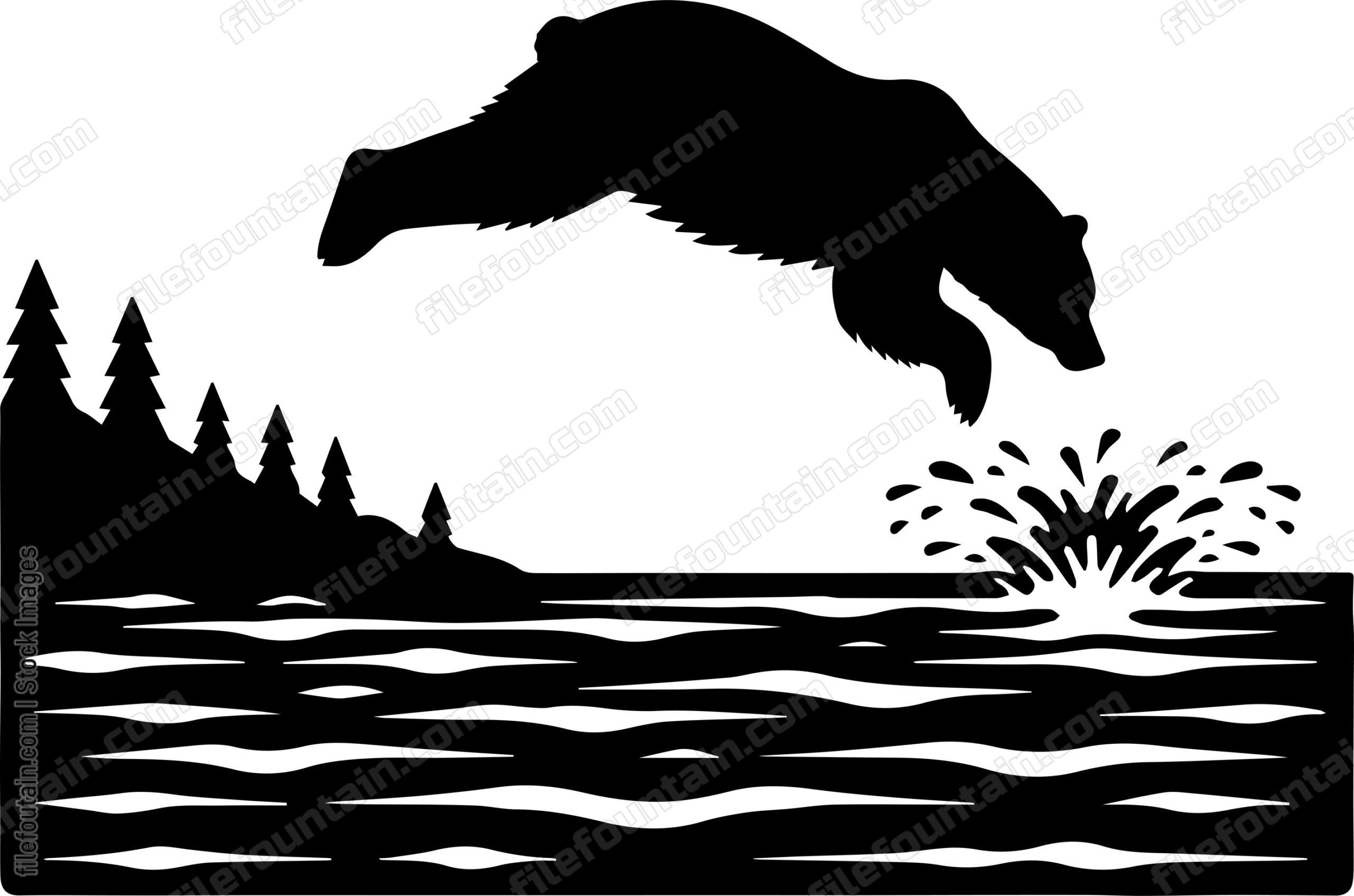 Bear Diving into a Lake