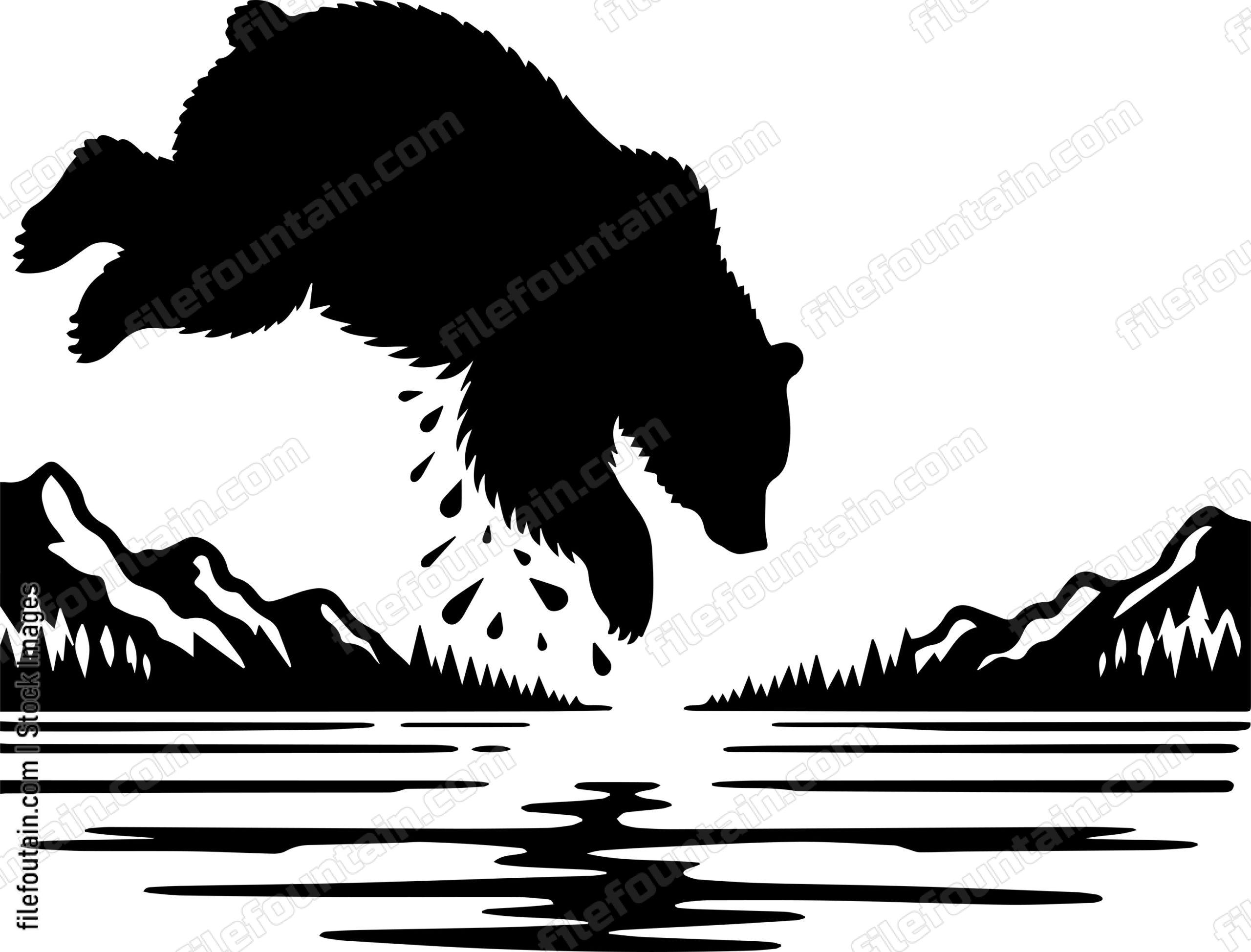Bear Diving into a Lake