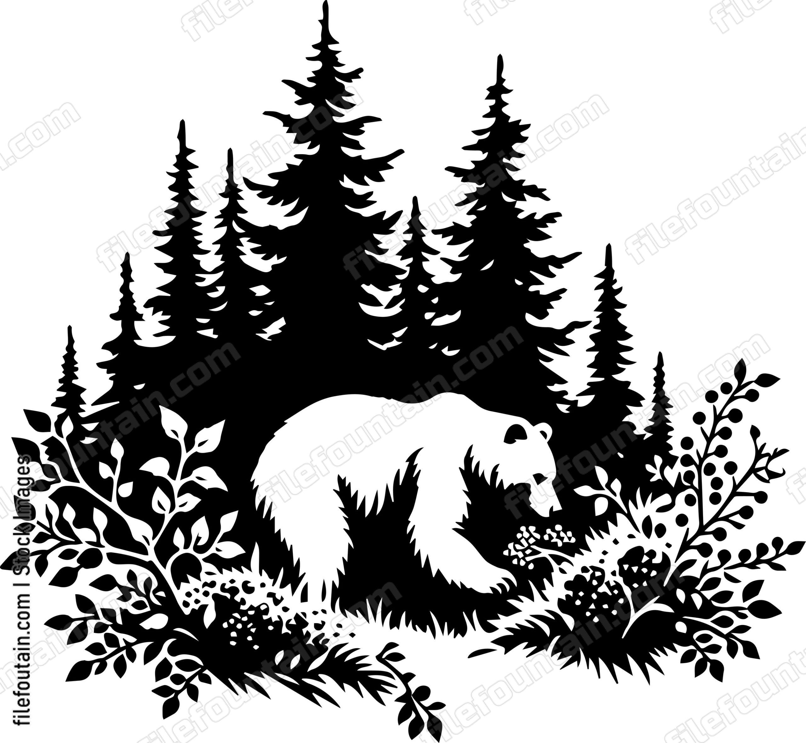 Bear Foraging Berries in a Bushy Thicket