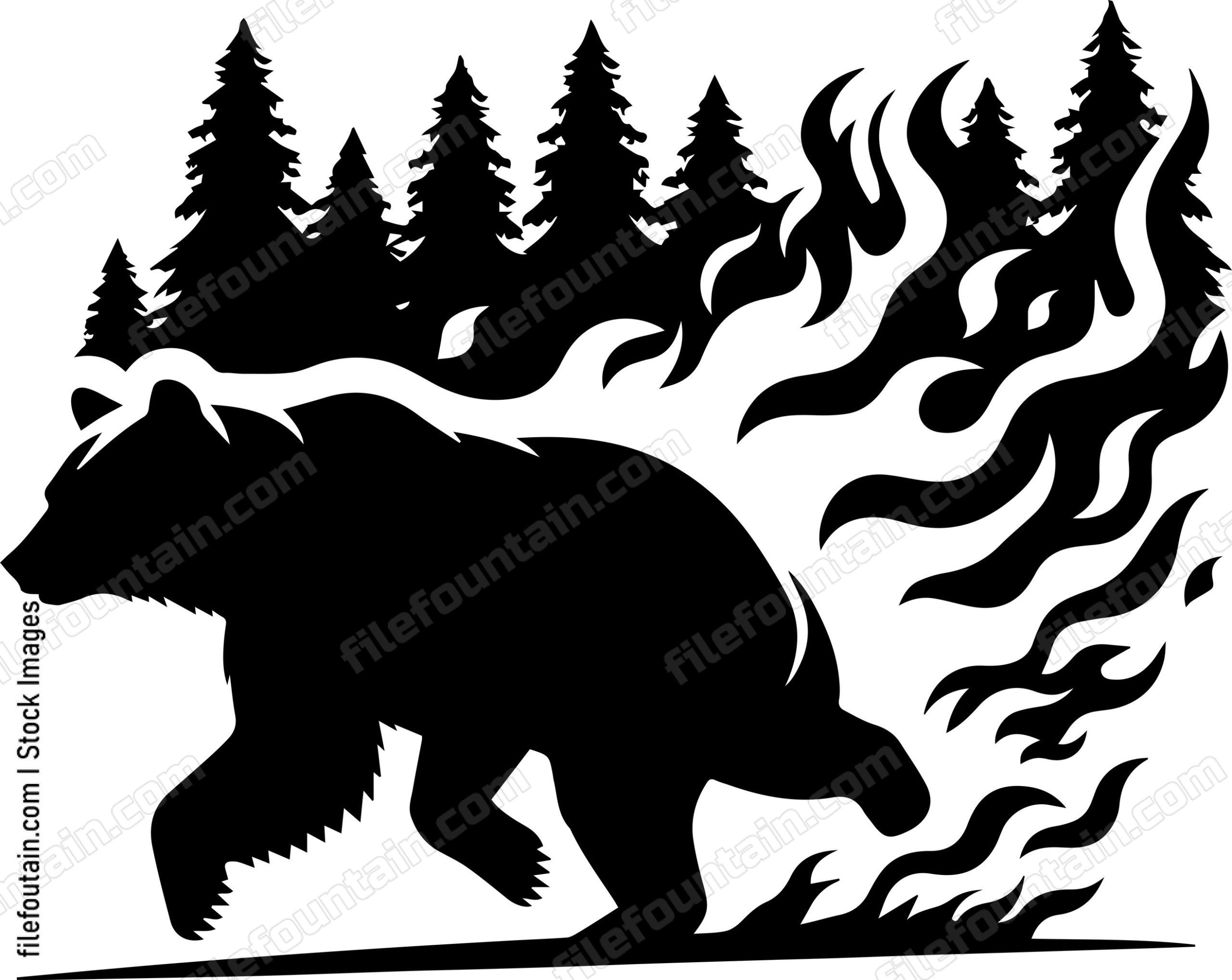 Bear Galloping Away from a Forest Fire