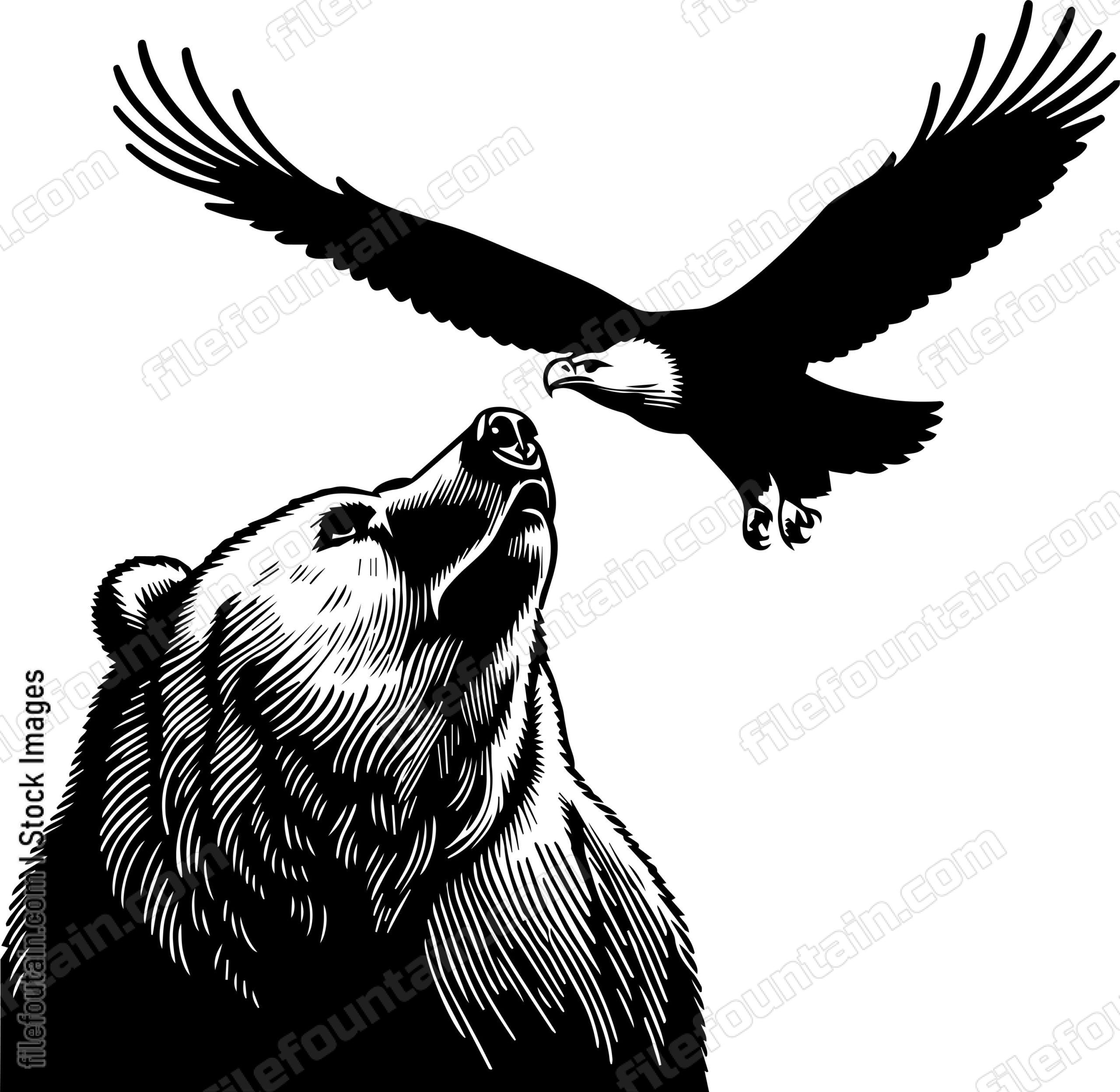 Bear Gazing Up at an Eagle