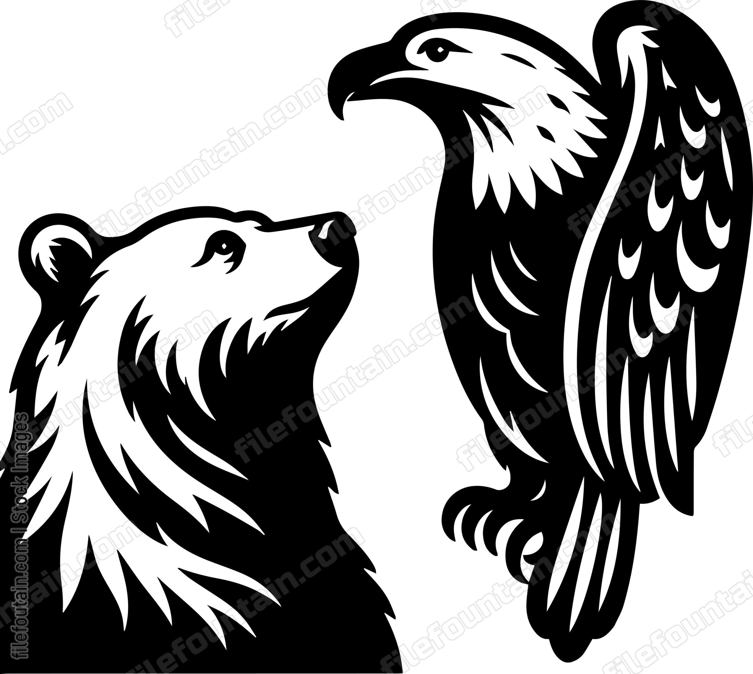Bear Gazing Up at an Eagle