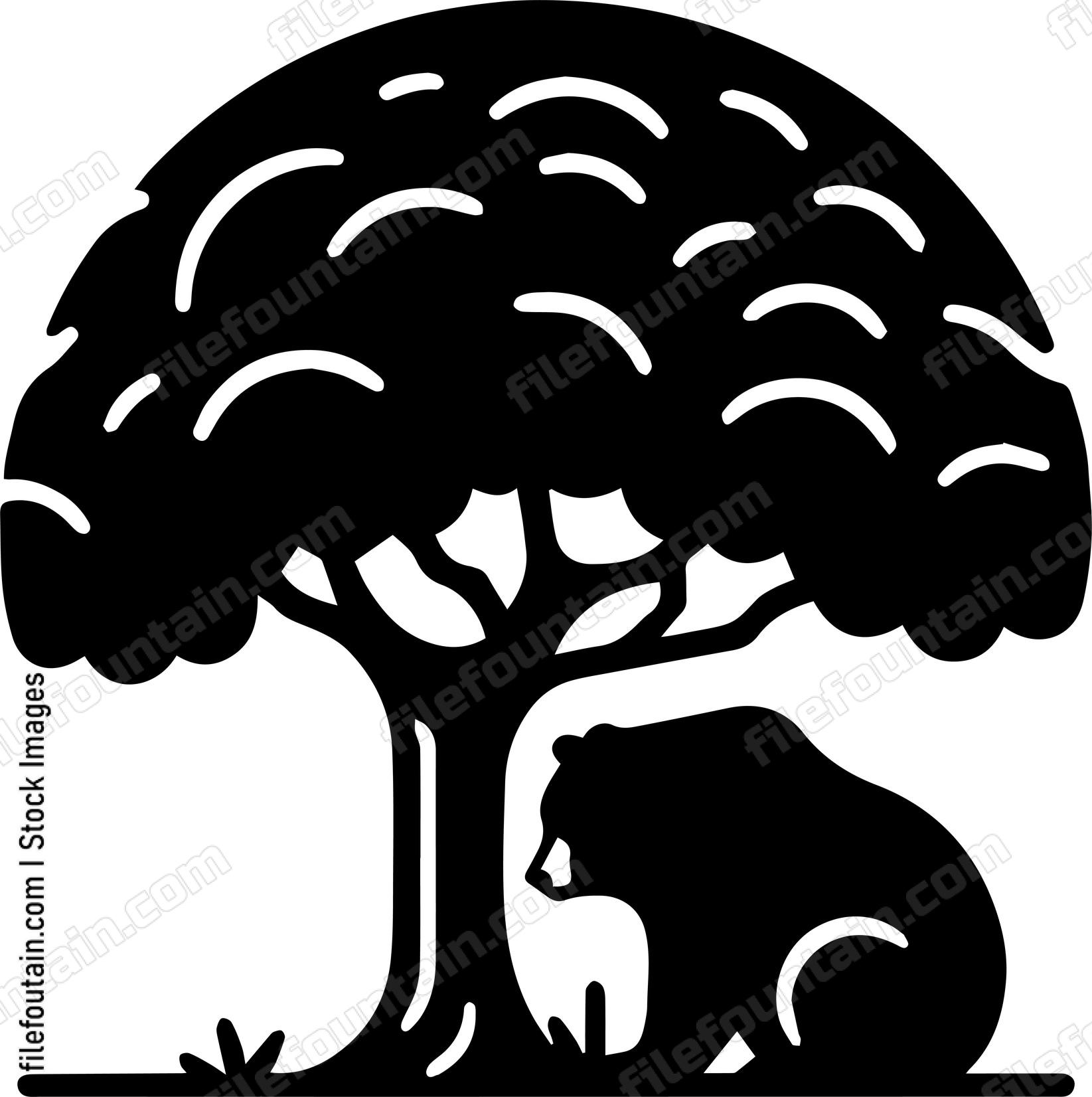 Bear Hiding Behind a Large Tree