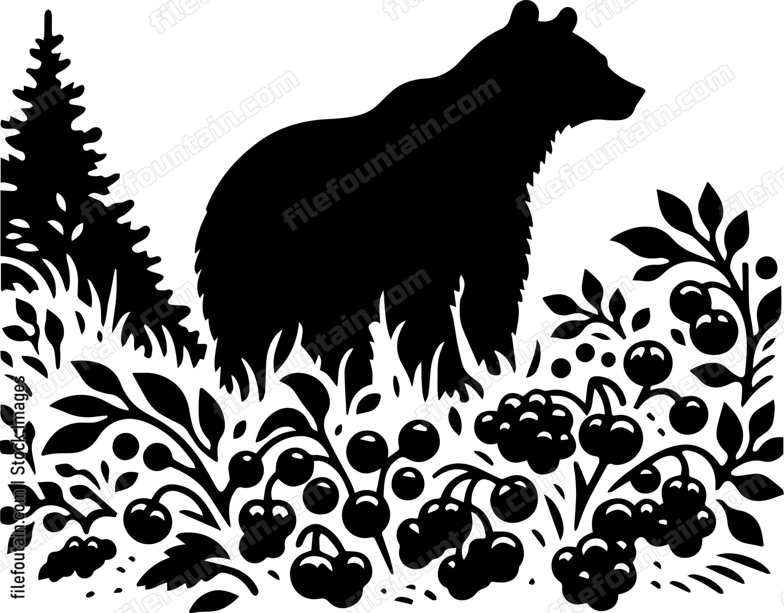 Bear in a Patch of Wild Berries