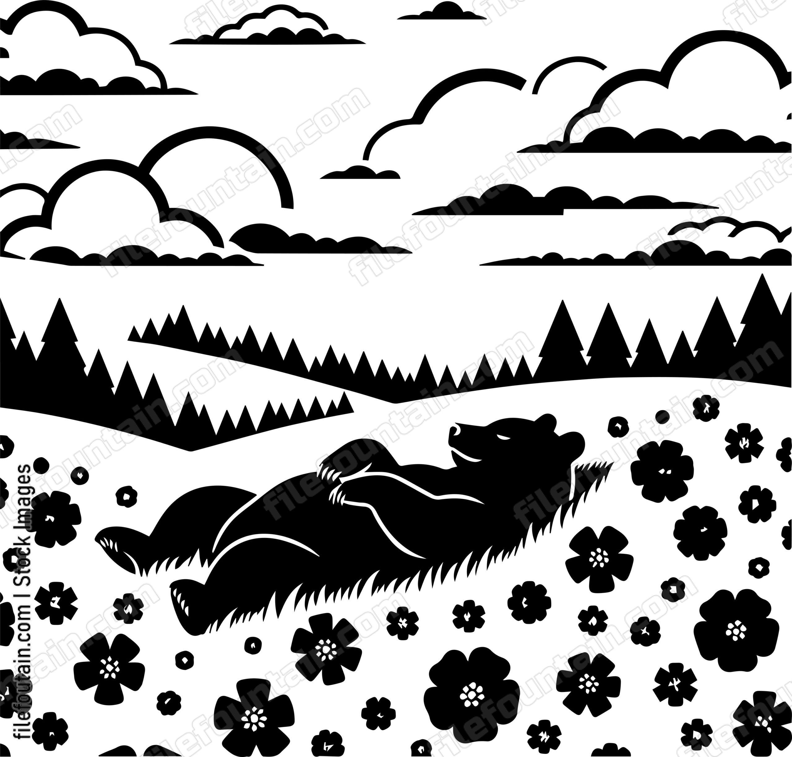 Bear Napping in a Field of Flowers