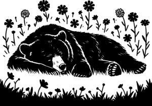 Bear Napping in a Field of Flowers