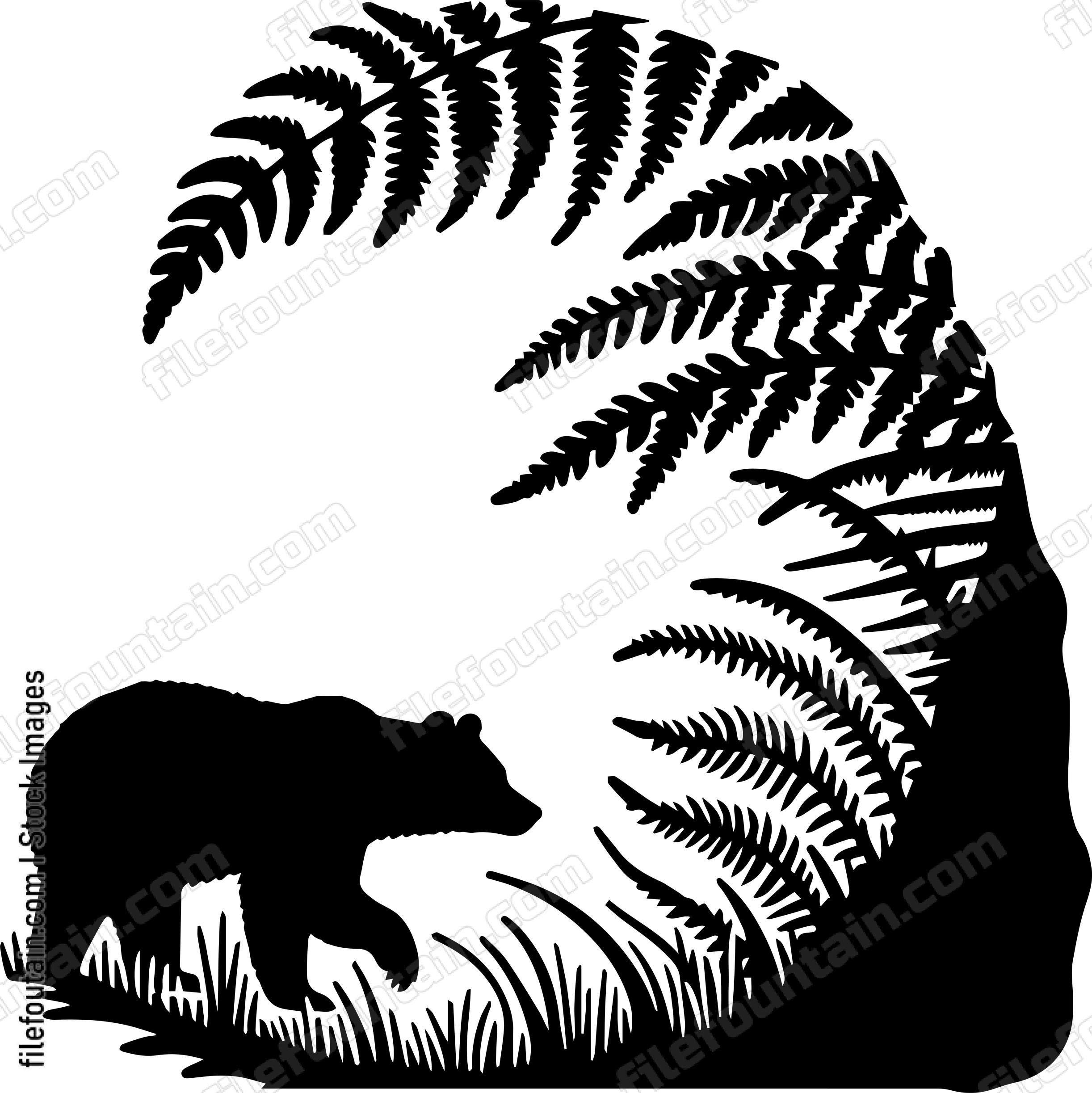 Bear Navigating a Thick Fern Grotto