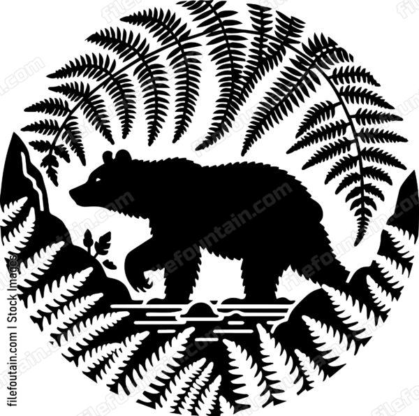 Bear Navigating a Thick Fern Grotto