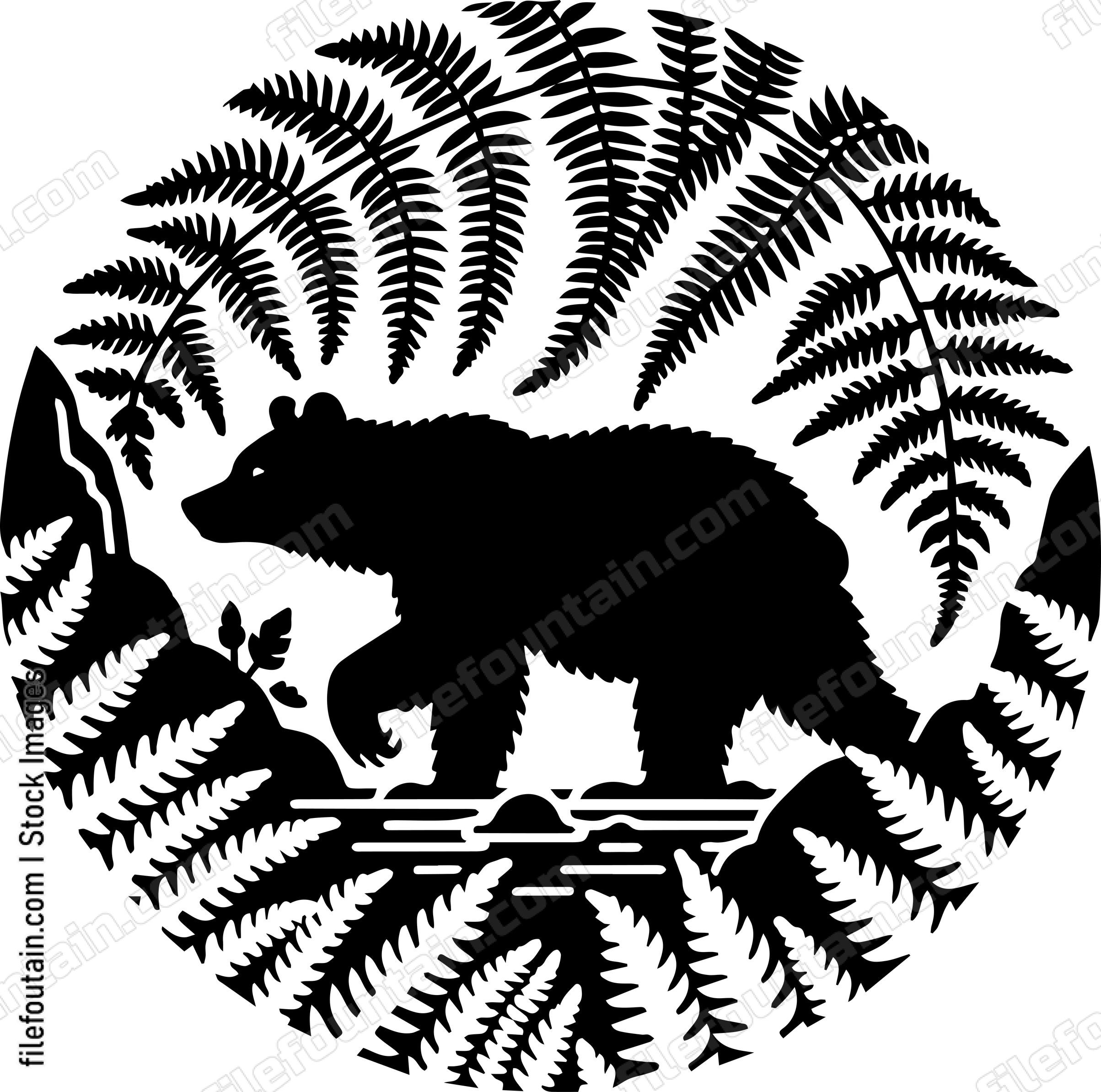 Bear Navigating a Thick Fern Grotto