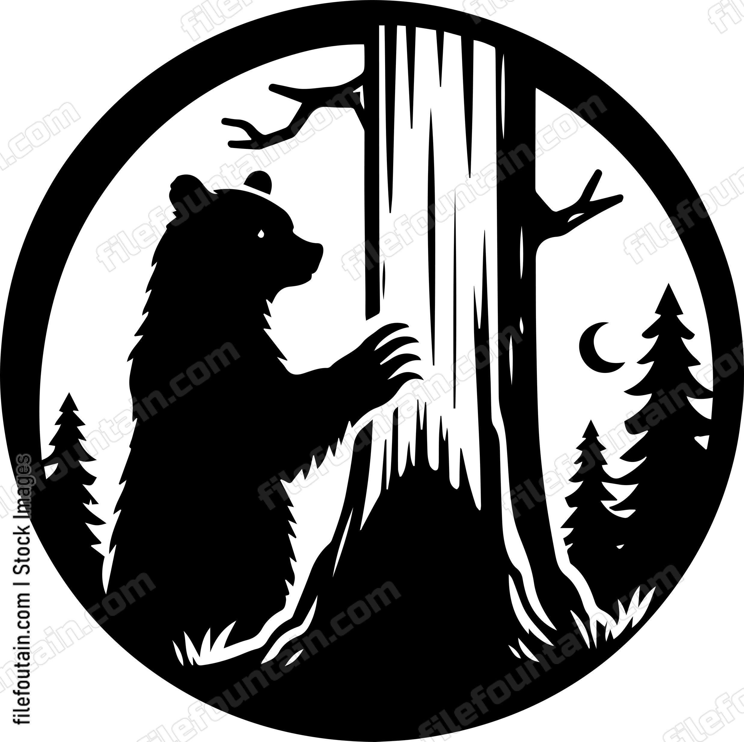 Bear Pawing at a Hollow Tree in Search of Food