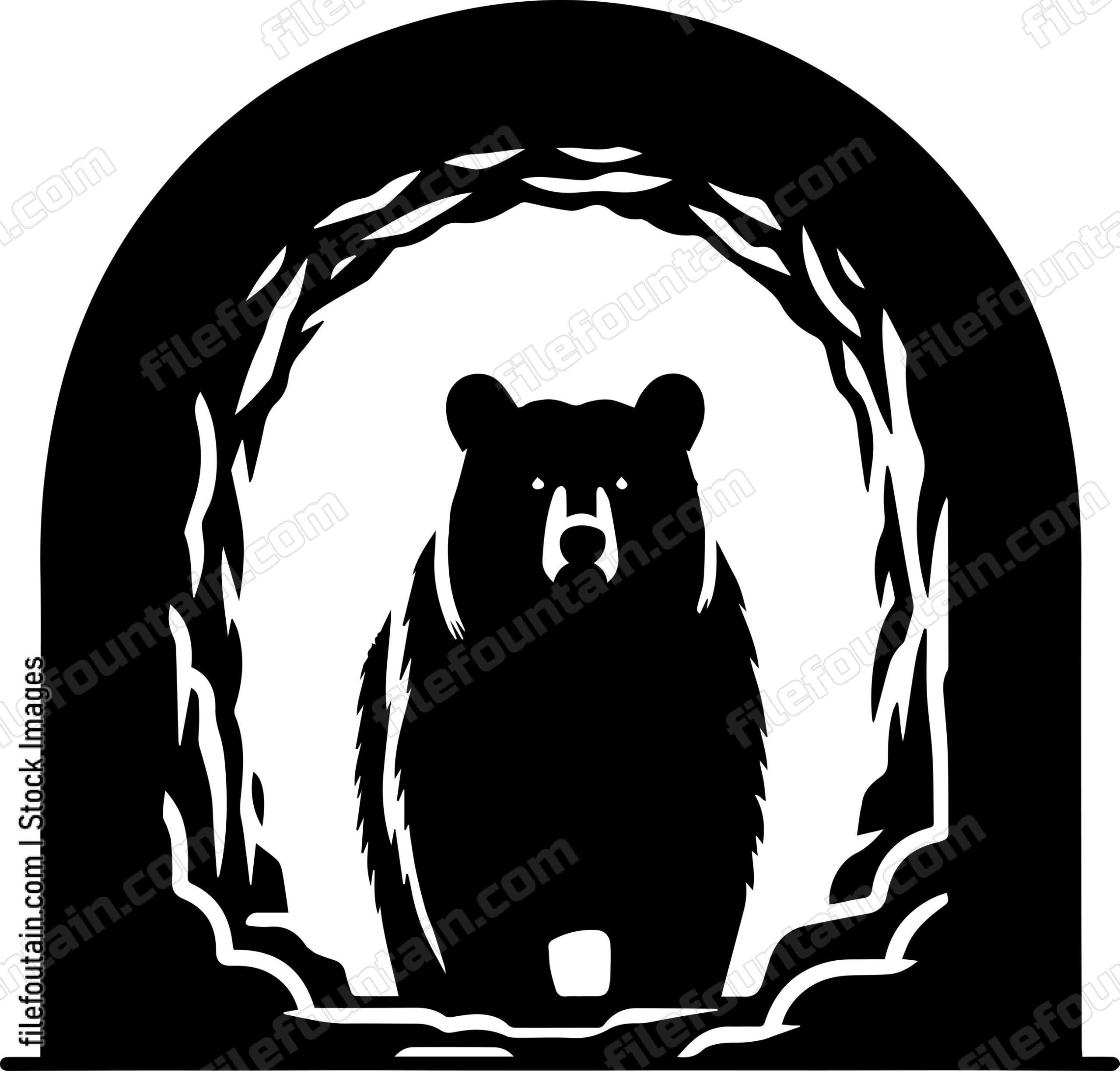 Bear Peeking Out of a Cave Entrance