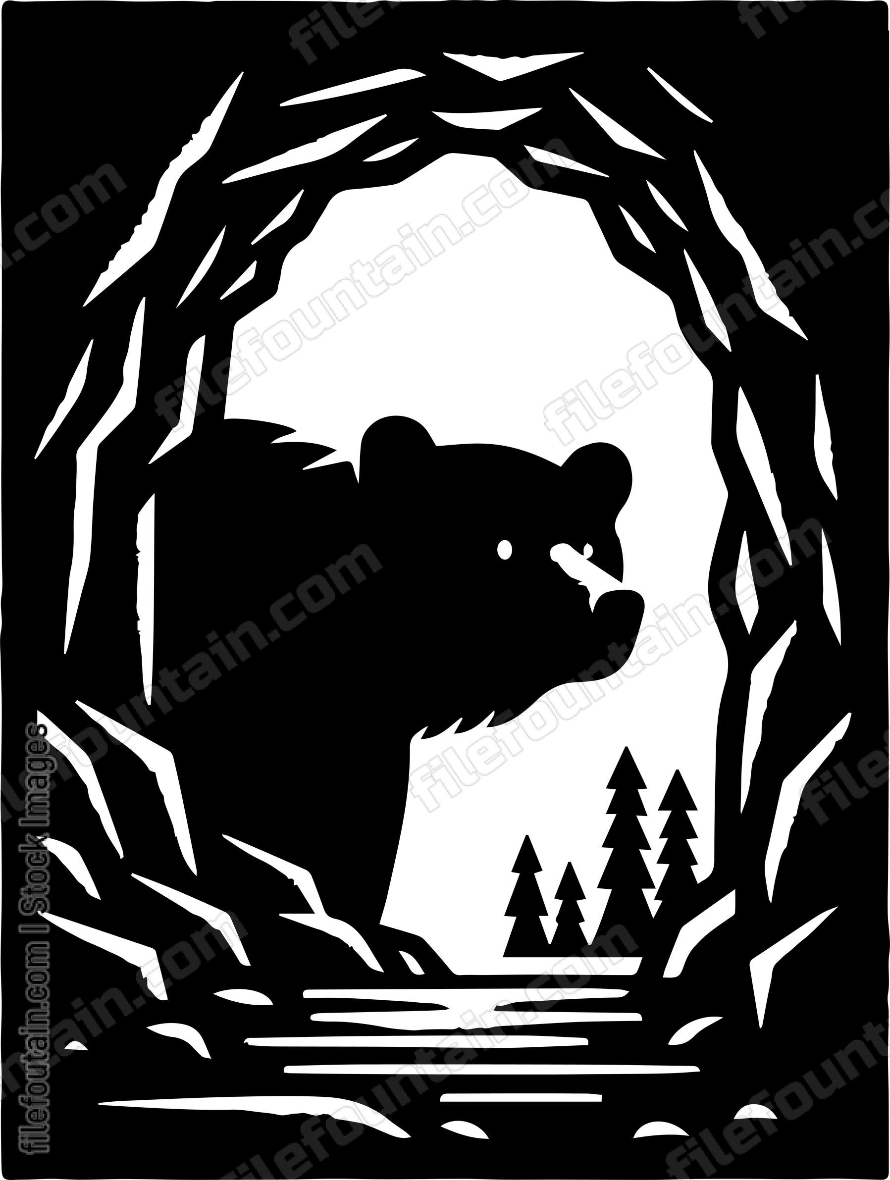 Bear Peeking Out of a Cave Entrance